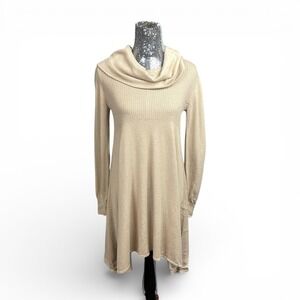 Minimalist Cowl Neck Ribbed Knit Sweater‎ Mini Dress XL Capsule Loungewear Soft